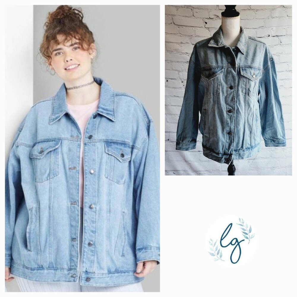 Wild Fable Women's Oversized Denim Trucker Jacket (XS) JKT7-AN